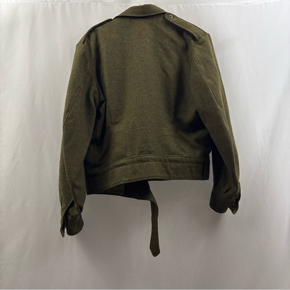 Vintage 1950s Women’s Ladies Tweed Wool Style Jacket Size 9 Green Military Style - Picture 10 of 11